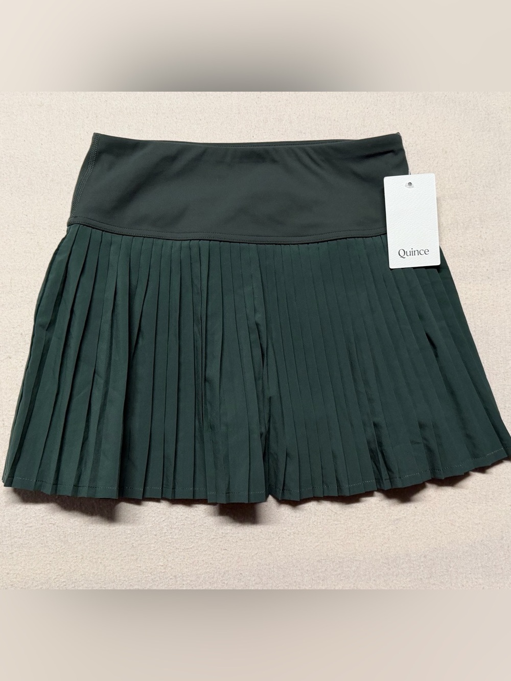 NWT Quince Women's Forest Green Athletic Skort Pleated Mini Skirt XS